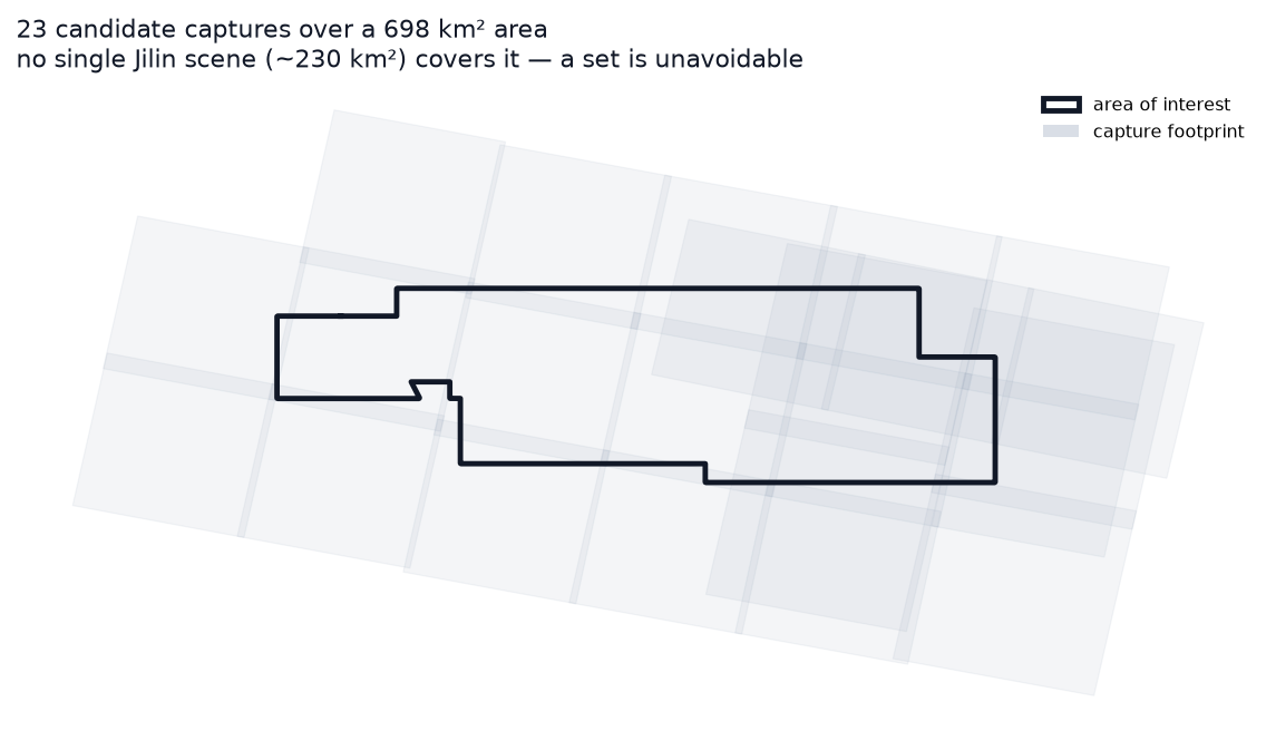 23 candidate footprints against the area of interest